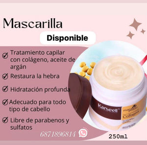 Karseell Tratamiento capilar con colágeno 100% EFECTIVO, reparación profunda, acondicionador, aceite de argán, colágeno para el cabello, esencia para cabello seco dañado, todo tipo de cabello